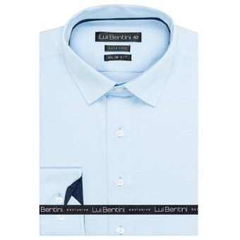 Pánská košile Lui Bentini, světle modrá vzorovaná LDS230, dlouhý rukáv, slim fit