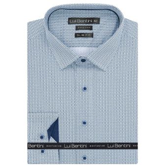 Pánská košile Lui Bentini, světle modrá vzorovaná LDS231, dlouhý rukáv, slim fit
