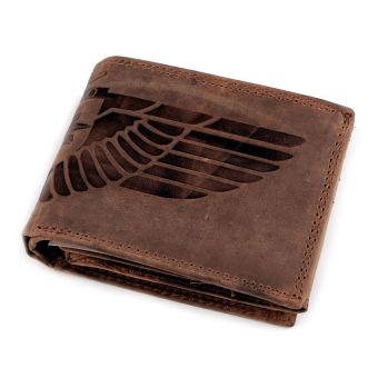 Pánská kožená motorkářská peněženka s RFID ochranou, 870349/27, hnědá-křídlo, matná 9,5 x 15 x 3,5 cm