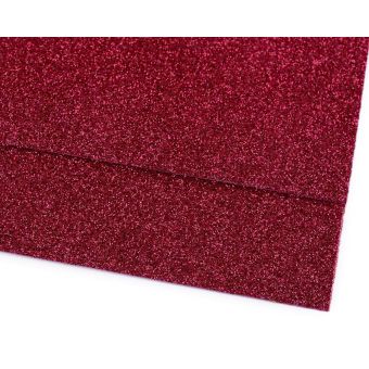 Pěnová guma Moosgummi 20x30cm, 750861 jednobarevná 20 růžová malinová, tloušťka 1,9mm, s glitry