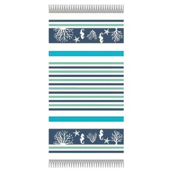 Plážová osuška DELTA, MOŘE PROUŽKY, modrá, froté, 90x170cm