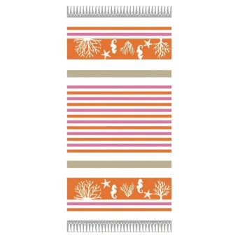 Plážová osuška DELTA, MOŘE PROUŽKY, oranžová, froté, 90x170cm