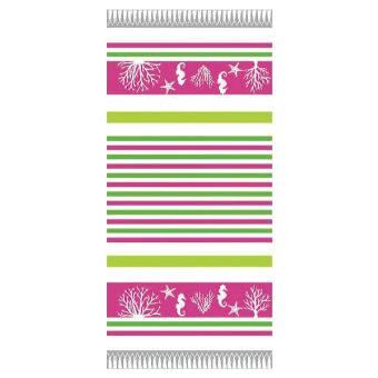 Plážová osuška DELTA, MOŘE PROUŽKY, růžová, froté, 90x170cm