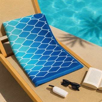 Plážová osuška OCEÁN, přeliv modré, froté, 90x170cm