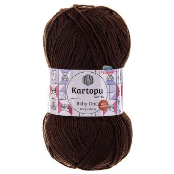 Pletací / háčkovací příze Kartopu BABY ONE K890 hnědá, jednobarevná, antipillingová, 100g/250m