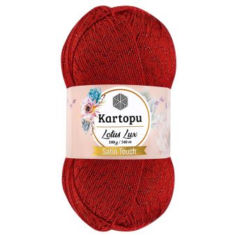 Pletací / háčkovací příze Kartopu LOTUS LUX K165 červená s lurexem, efektní 100g/340m