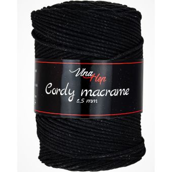 Pletací / háčkovací příze Vlna-Hep CORDY MACRAME 2,5mm 8001 černá, jednobarevná, 250g/160m
