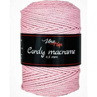 Pletací / háčkovací příze Vlna-Hep CORDY MACRAME 2,5mm 8004 světle růžová, jednobarevná, 250g/160m