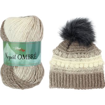 Pletací / háčkovací příze Vlna-Hep NEPÁL OMBRE 7403 béžovo-smetanová, přechodová, efektní 100g/190m
