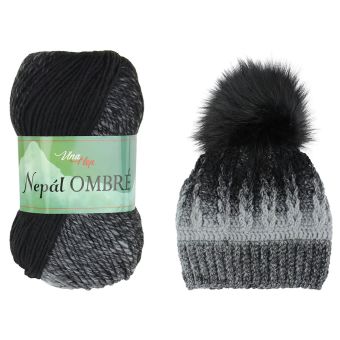 Pletací / háčkovací příze Vlna-Hep NEPÁL OMBRE 7406 šedo-černá, přechodová, efektní 100g/190m