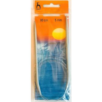 Pletací jehlice PONY, hliníkové, kruhové, 1 kus, délka 80cm, velikost 5mm
