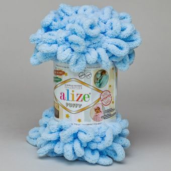 Pletací příze Alize PUFFY 183 modrá, efektní, 100g/9,2m