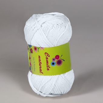 Pletací / háčkovací příze Storex CAMILA NATURAL 02 bílá, jednobarevná, 50g/125m