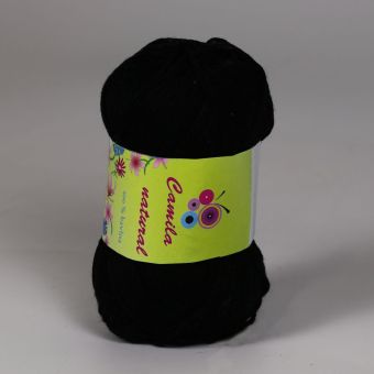 Pletací / háčkovací příze Storex CAMILA NATURAL 01 černá, jednobarevná, 50g/125m