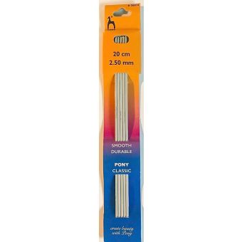Ponožková jehlice PONY, hliníková, 5 kusů, délka 20cm, velikost 2,5mm