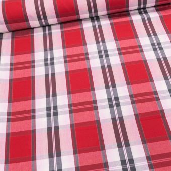 Potahové akrylové plátno (dralon, teflon) na zahradní nábytek, červeno-šedé káro, š.140cm (látka v metráži)