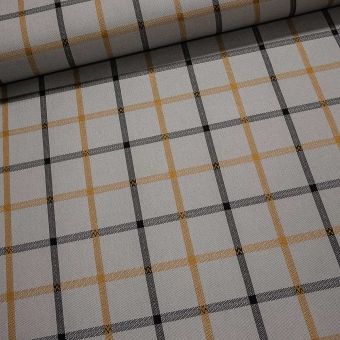 Potahové akrylové plátno (dralon, teflon) na zahradní nábytek, šedé káro, š.140cm (látka v metráži)