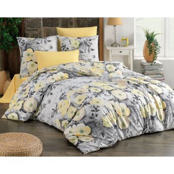 Povlečení ALISA ŽLUTÉ, květy, bavlna hladká, 140x200cm + 70x90cm 