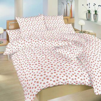 Povlečení ANEŽKA LOSOSOVÁ NA BÍLÉM, květinové, krep, 140x200cm + 70x90cm