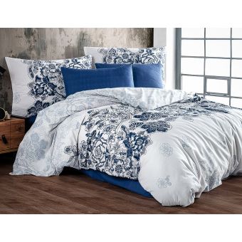 Povlečení ARMINA MODRÉ květinový vzor, bavlna hladká, 140x200cm + 70x90cm 