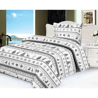 Povlečení CHRISTMAS, mikroflanel, vánoční motiv, šedé, 140x200cm + 70x90cm