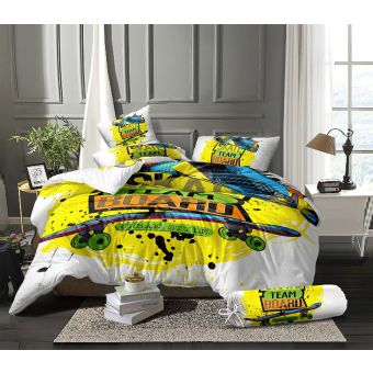 Povlečení dětské SKATE mikroflanel, žluté 140x200cm + 70x90cm