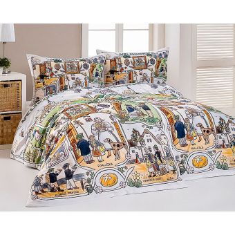 Povlečení Matějovský JOSEF LADA VELIKONOCE, bílé a barevné, bavlna hladká digitál, 140x200cm + 70x90cm