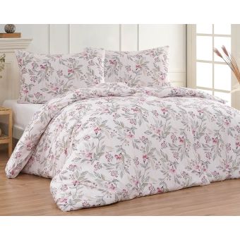 Povlečení Matějovský CLAUDIA, květinový vzor, bílé, mako jersey, 140x200cm + 70x90cm