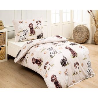 Povlečení dětské Matějovský PEJSCI, béžové, bavlna hladká digitál, 140x200cm + 70x90cm