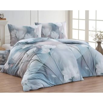 Povlečení Matějovský ELOISE, květinový vzor, modré, bavlněný MAKO satén, 140x200cm + 70x90cm