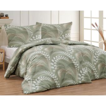 Povlečení Matějovský EZRA, listy, zelené, bavlněný MAKO satén, 140x200cm + 70x90cm
