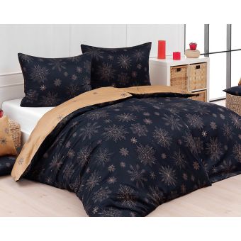 Povlečení Matějovský GOLD CHRISTMAS, vločky, antracit-bežová, (více materiálů, rozměrů)