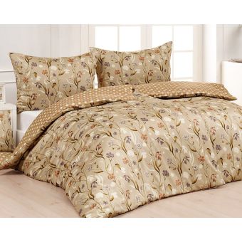 Povlečení Matějovský JOANNA, květy a kostička, béžová (více materiálů, rozměrů)