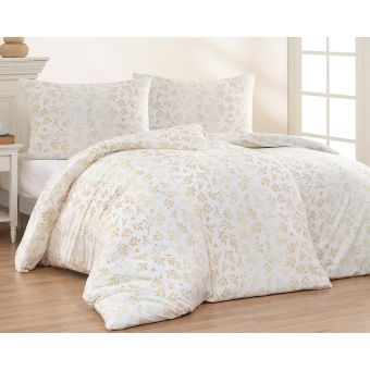 Povlečení Matějovský LUNETTE, drobné béžové lístky, mako jersey, 140x200cm + 70x90cm