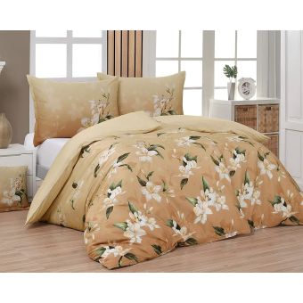 Povlečení Matějovský NOVA, lilie, béžové, bavlněný satén, digitál, 140x200cm + 70x90cm