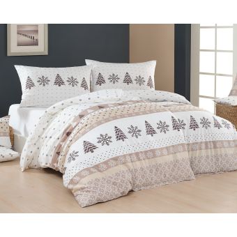Povlečení Matějovský NOVESTA, béžovo-bílý zimní vzor (více rozměrů, materiálů)