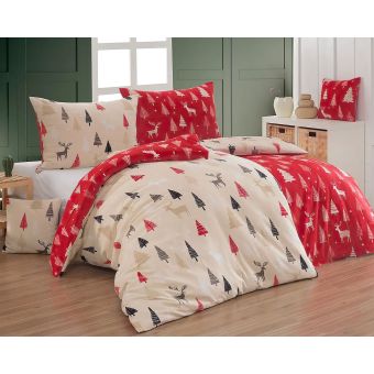 Povlečení Matějovský PATTI, stromečky červeno-béžové, flanel premium (více rozměrů)