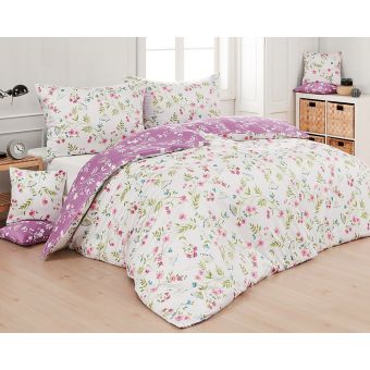 Povlečení Matějovský SUSANNE, květinový vzor, fialové, bavlna hladká, 140x200cm + 70x90cm