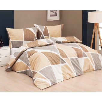 Povlečení Matějovský TWIST, geometrický vzor, béžové, 140x200cm + 70x90cm, (více materiálů)