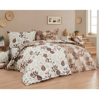 Povlečení Matějovský VALERY, rostlinný motiv, béžovo-hnědá (více materiálů, rozměrů)