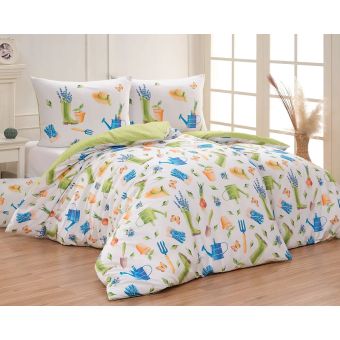 Povlečení Matějovský ZAHRÁDKA, zeleno-bílé, bavlna hladká, digitál, 140x200cm + 70x90cm