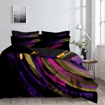 Povlečení NOČNÍ REJ mikroflanel, šmouhy, černé 140x200cm + 70x90cm