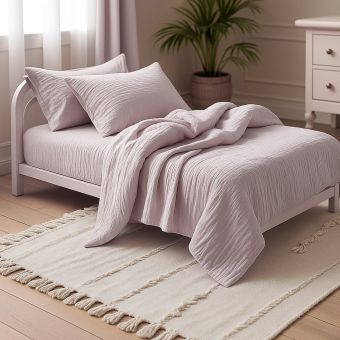 Povlečení Prem MUŠELÍN PREMIUM VIOLET ROSE, jednobarevné, starorůžové, mušelín, 140x200cm + 70x90cm