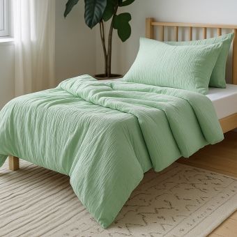 Povlečení Prem MUŠELÍN PREMIUM MÁTOVÉ ZELENÉ, jednobarevné, zelené, mušelín, 140x200cm + 70x90cm