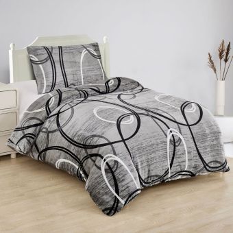 Povlečení RINGS kruhy, šedé, mikroflanel, 140x200cm + 70x90cm