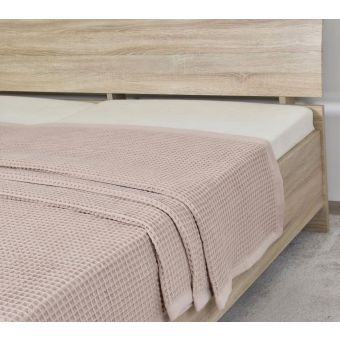 Přehoz na postel bavlněný OPTIMUS, jednobarevný pudrový, vaflový, 225x230cm, dvoulůžkový