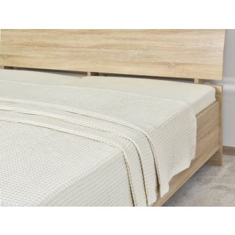 Přehoz na postel bavlněný OPTIMUS, jednobarevný smetanový, vaflový, 225x230cm, dvoulůžkový