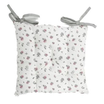 Prošívaný sedák KYTKY QK-127, růžovo-šedá, čtverec 40x40cm