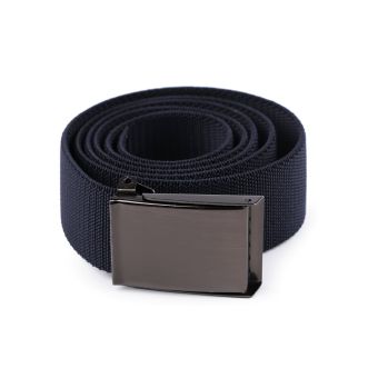 Pružný unisex opasek, textilní 870357/04, tmavě modrý, šířka 3,8cm, délka 126cm
