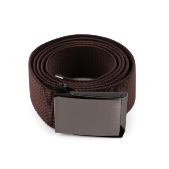 Pružný unisex opasek, textilní 870357/06, hnědý, šířka 3,8cm, délka 126cm
